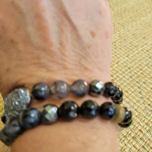 Silpada Agate & Druzy Double Wrap stretch bracelet